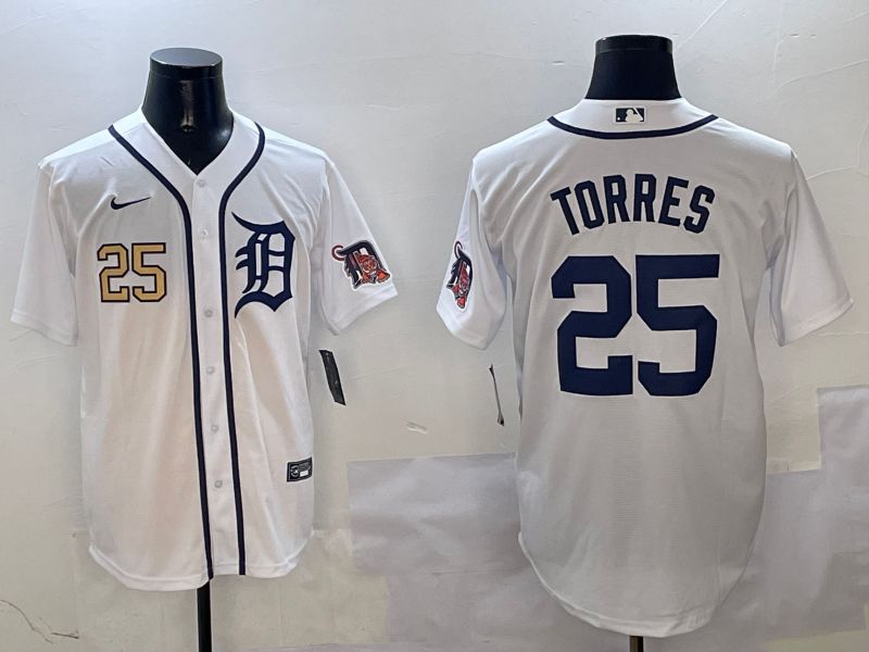 Men Detroit Tigers #25 Torres White Game 2025 Nike MLB Jersey style 3124->detroit tigers->MLB Jersey